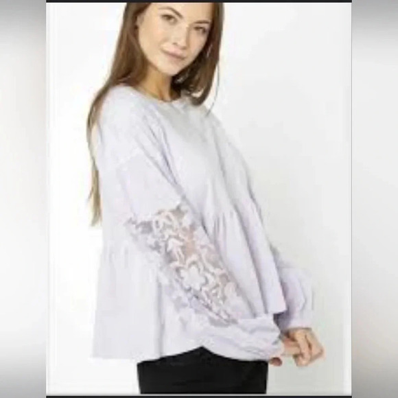 Free people Penny Tee Lilac Embroidered Blouse Small - Picture 2 of 11